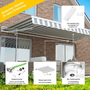 Markise elektrisch Standard Kassettenmarkise Gelenkarmmarkise Gestell Farbe Weiß (entspricht RAL 9010)