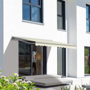 Markise Manuell Standard Kassettenmarkise Gelenkarmmarkise Gestell Farbe Weiß (entspricht RAL 9010)