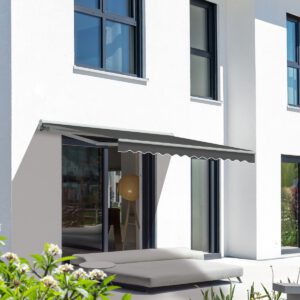 Markise Manuell Standard Kassettenmarkise Gelenkarmmarkise Gestell Farbe Weiß (entspricht RAL 9010)