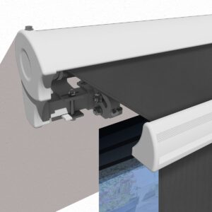 Markise Manuell Standard Kassettenmarkise Gelenkarmmarkise Gestell Farbe Weiß (entspricht RAL 9010)