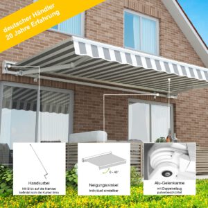 Markise Manuell Standard Kassettenmarkise Gelenkarmmarkise Gestell Farbe Weiß (entspricht RAL 9010)