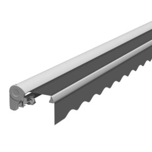 Markise Manuell Standard Kassettenmarkise Gelenkarmmarkise Gestell Farbe Weiß (entspricht RAL 9010)