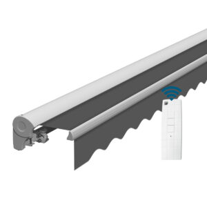 Markise elektrisch Standard Kassettenmarkise Gelenkarmmarkise Gestell Farbe Weiß (entspricht RAL 9010)