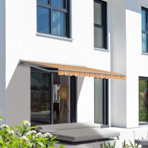 Markise elektrisch Standard Kassettenmarkise Gelenkarmmarkise Gestell Farbe Weiß (entspricht RAL 9010)