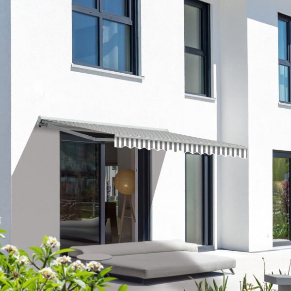 Markise Manuell Standard Kassettenmarkise Gelenkarmmarkise Gestell Farbe Weiß (entspricht RAL 9010)