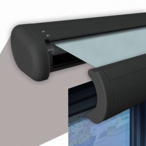 Markise elektrische Premium Kassettenmarkise Gelenkarm Vollkassettenmarkise anthrazit Kassette (Ähnlich RAL 7016)