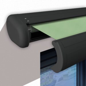 Markise elektrische Premium Kassettenmarkise Gelenkarm Vollkassettenmarkise anthrazit Kassette (Ähnlich RAL 7016)