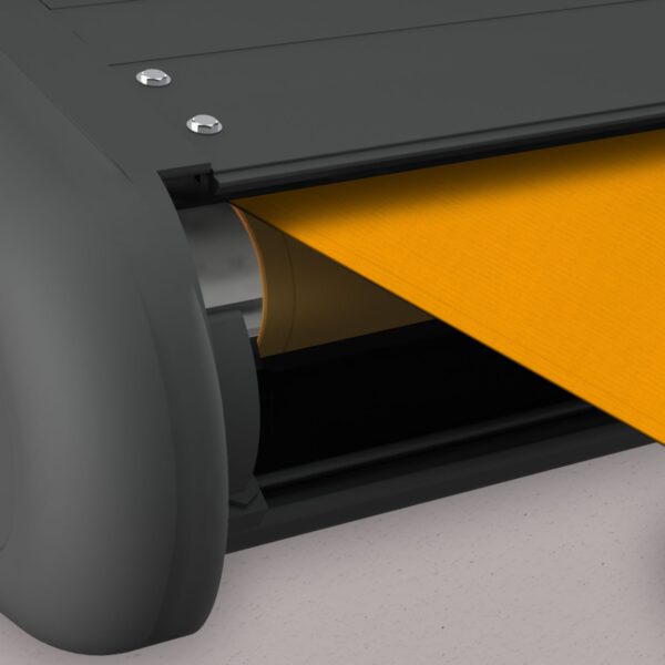 Markise elektrische Premium Kassettenmarkise Gelenkarm Vollkassettenmarkise basaltgraue Kassette (Ähnlich RAL 7012)