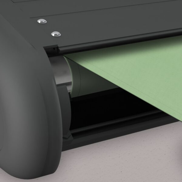 Markise elektrische Premium Kassettenmarkise Gelenkarm Vollkassettenmarkise basaltgraue Kassette (Ähnlich RAL 7012)