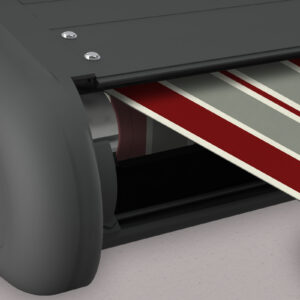 Markise elektrische Premium Kassettenmarkise Gelenkarm Vollkassettenmarkise basaltgraue Kassette (Ähnlich RAL 7012)