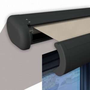Markise elektrische Premium Kassettenmarkise Gelenkarm Vollkassettenmarkise anthrazit Kassette (Ähnlich RAL 7016)