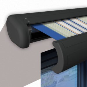 Markise elektrische Premium Kassettenmarkise Gelenkarm Vollkassettenmarkise anthrazit Kassette (Ähnlich RAL 7016)