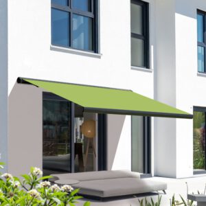 Markise elektrische Premium Kassettenmarkise Gelenkarm Vollkassettenmarkise basaltgraue Kassette (Ähnlich RAL 7012)