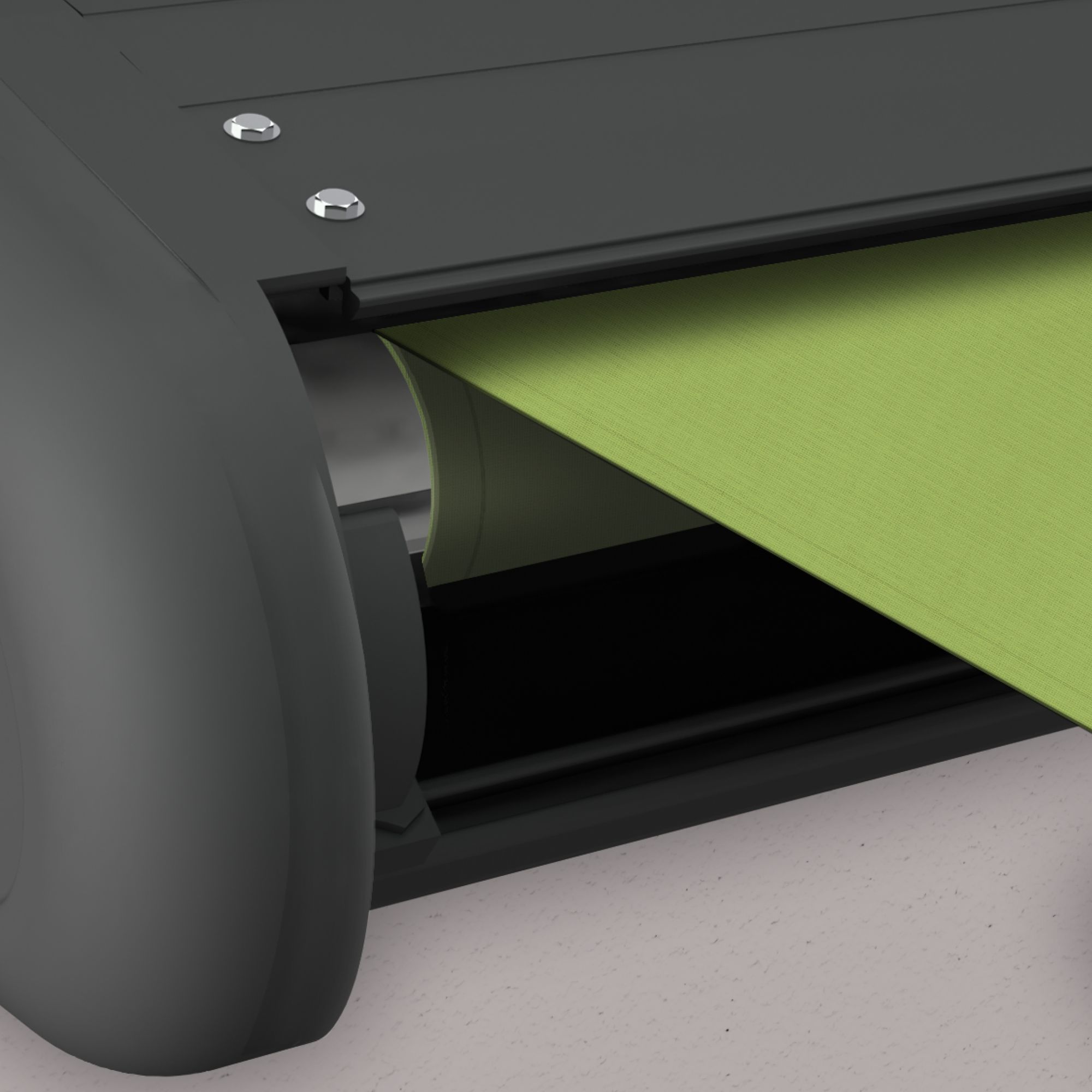 Markise elektrische Premium Kassettenmarkise Gelenkarm Vollkassettenmarkise basaltgraue Kassette (Ähnlich RAL 7012)