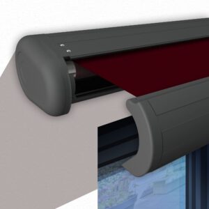 Markise elektrische Premium Kassettenmarkise Gelenkarm Vollkassettenmarkise basaltgraue Kassette (Ähnlich RAL 7012)