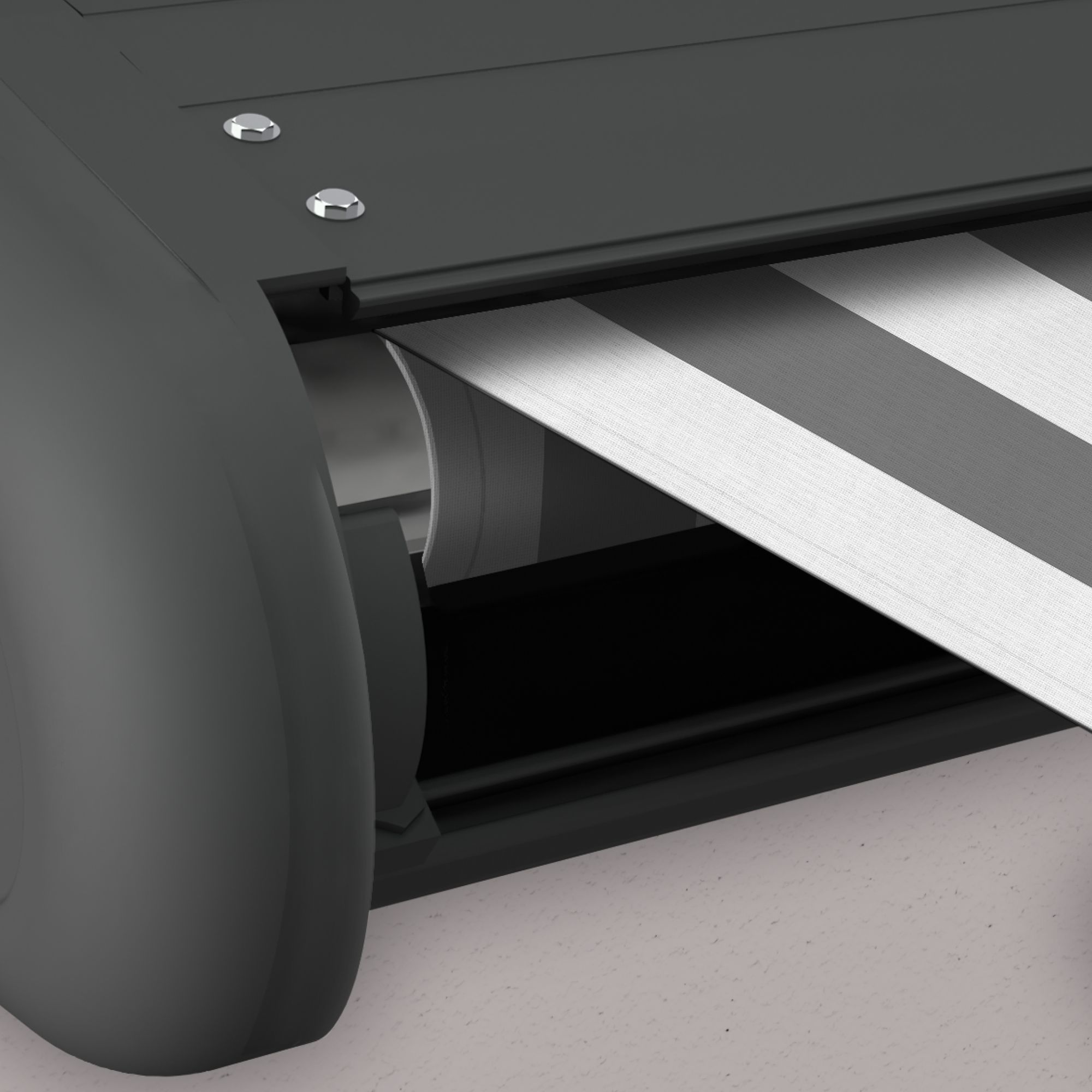 Markise elektrische Premium Kassettenmarkise Gelenkarm Vollkassettenmarkise basaltgraue Kassette (Ähnlich RAL 7012)