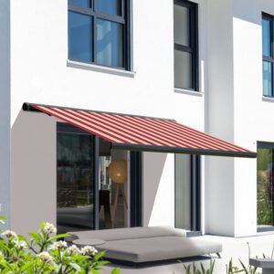 Markise elektrische Premium Kassettenmarkise Gelenkarm Vollkassettenmarkise basaltgraue Kassette (Ähnlich RAL 7012)