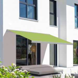Markise elektrische Premium Kassettenmarkise Gelenkarm Vollkassettenmarkise weiße Kassette (entspricht RAL 9010)