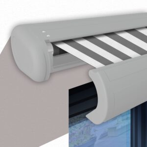 Markise elektrische Premium Kassettenmarkise Gelenkarm Vollkassettenmarkise weiße Kassette (entspricht RAL 9010)