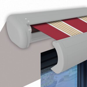 Markise elektrische Premium Kassettenmarkise Gelenkarm Vollkassettenmarkise weiße Kassette (entspricht RAL 9010)