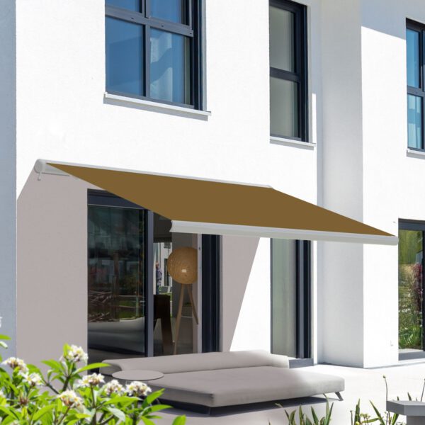 Markise elektrische Premium Kassettenmarkise Gelenkarm Vollkassettenmarkise weiße Kassette (entspricht RAL 9010)