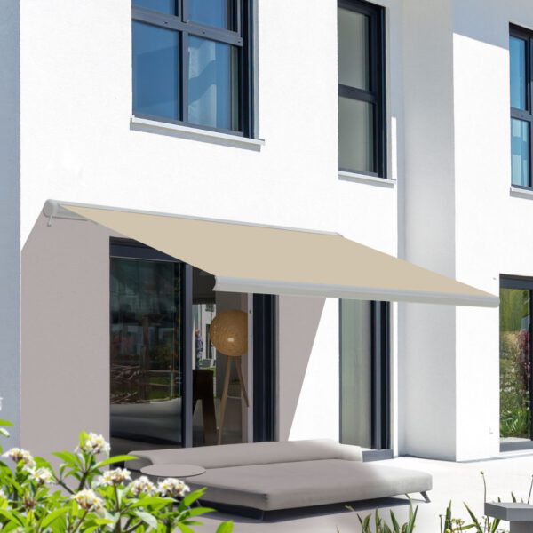 Markise elektrische Premium Kassettenmarkise Gelenkarm Vollkassettenmarkise weiße Kassette (entspricht RAL 9010)