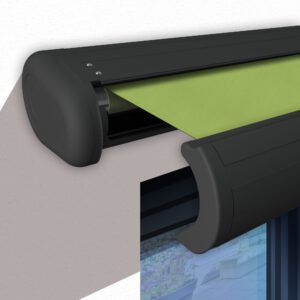 Markise elektrische Premium Kassettenmarkise Gelenkarm Vollkassettenmarkise anthrazit Kassette (Ähnlich RAL 7016)