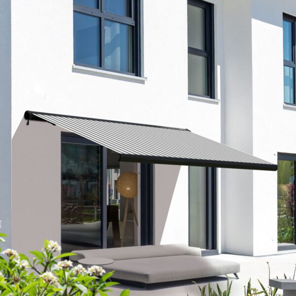 Markise elektrische Premium Kassettenmarkise Gelenkarm Vollkassettenmarkise anthrazit Kassette (Ähnlich RAL 7016)