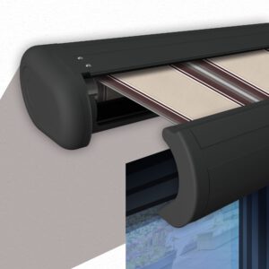 Markise elektrische Premium Kassettenmarkise Gelenkarm Vollkassettenmarkise anthrazit Kassette (Ähnlich RAL 7016)