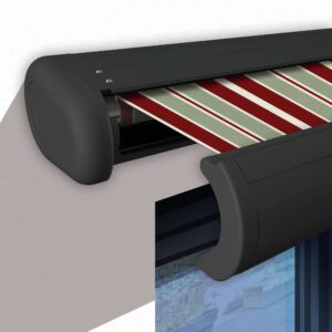 Markise elektrische Premium Kassettenmarkise Gelenkarm Vollkassettenmarkise anthrazit Kassette (Ähnlich RAL 7016)