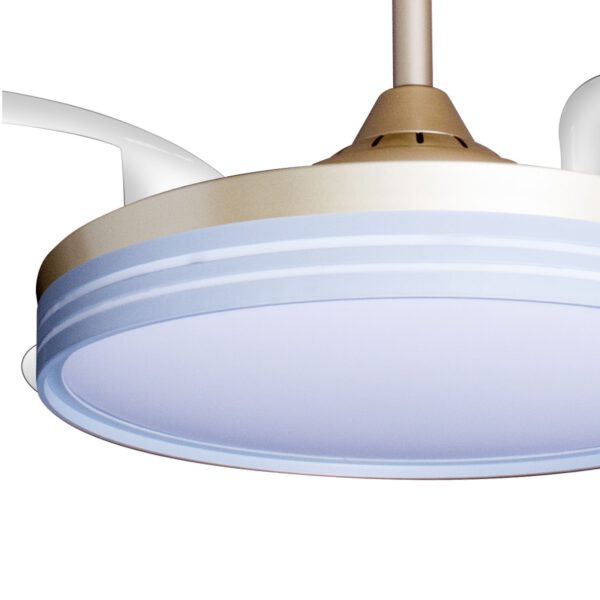 Deckenventilator mit Beleuchtung – goldfarbene Basis, modernes Design & LED-Licht