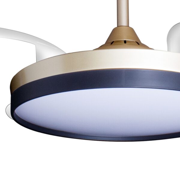 Deckenventilator mit Beleuchtung – goldfarbene Basis, modernes Design & LED-Licht