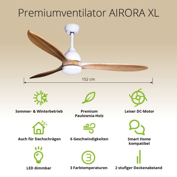Deckenventilator mit Beleuchtung Modell Airora XL