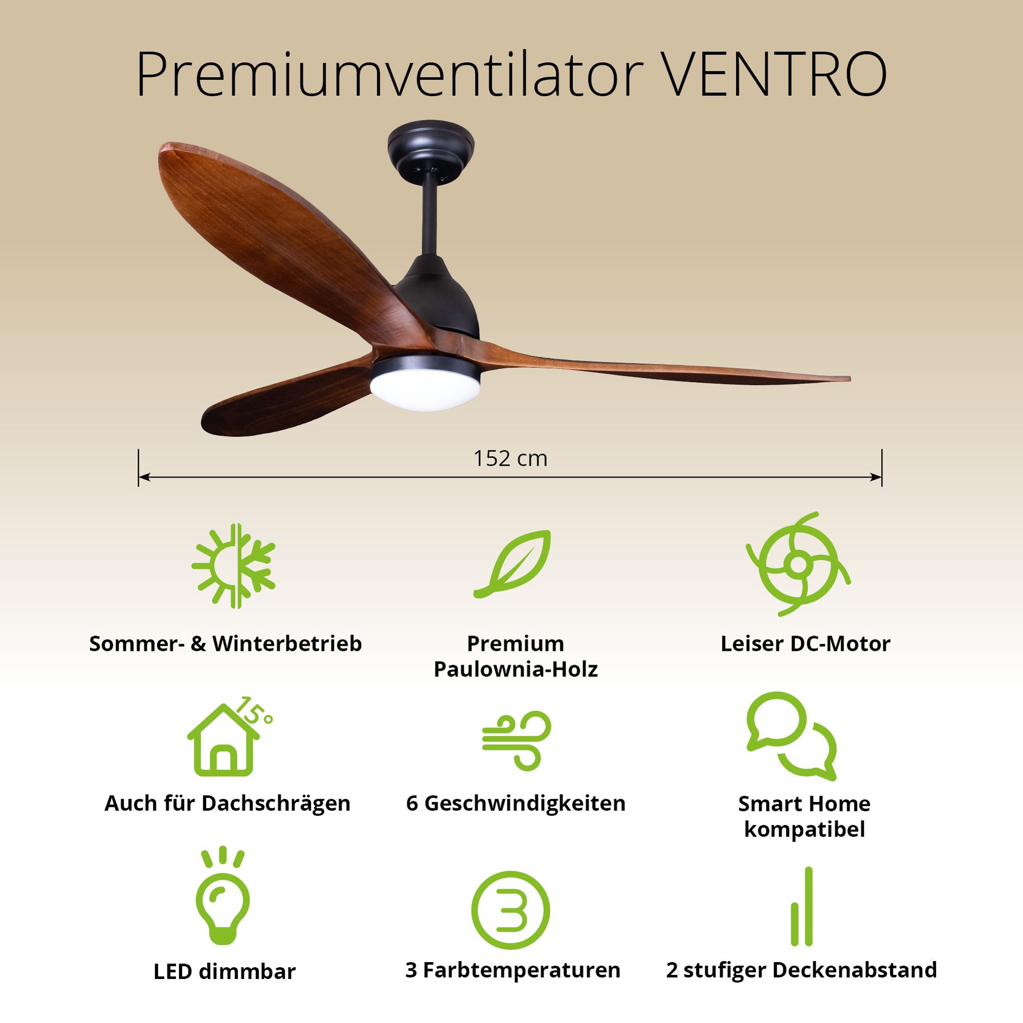 Deckenventilator mit Beleuchtung Modell Ventro