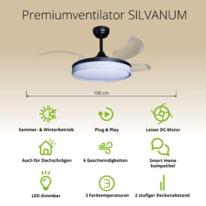 Deckenventilator mit Beleuchtung – schwarze Basis, modernes Design & LED-Licht – Bild 35