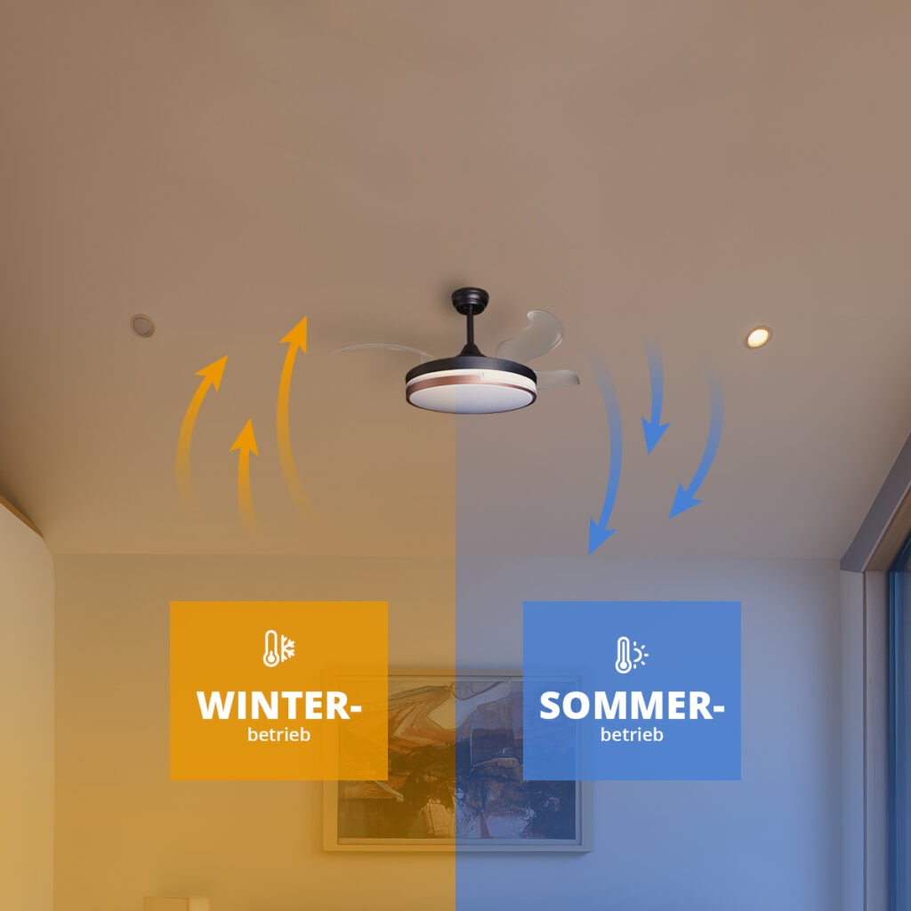 Deckenventilator mit Beleuchtung Schwarze Basis 52401 Deckenventialtoren USP Winter Sommer 19 v2