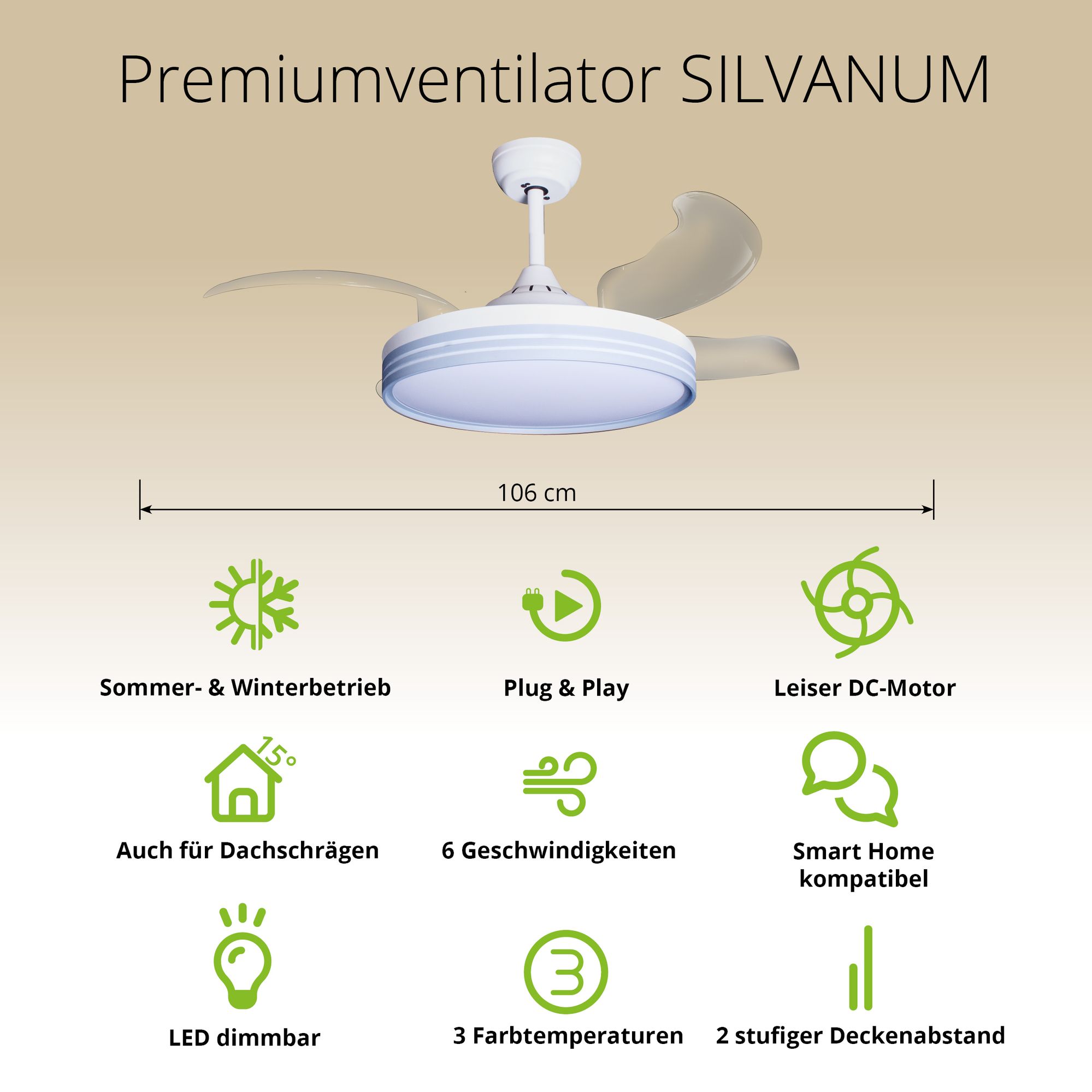 Deckenventilator mit Beleuchtung Weisse Basis 52403 Bases Icons 24 v2 9