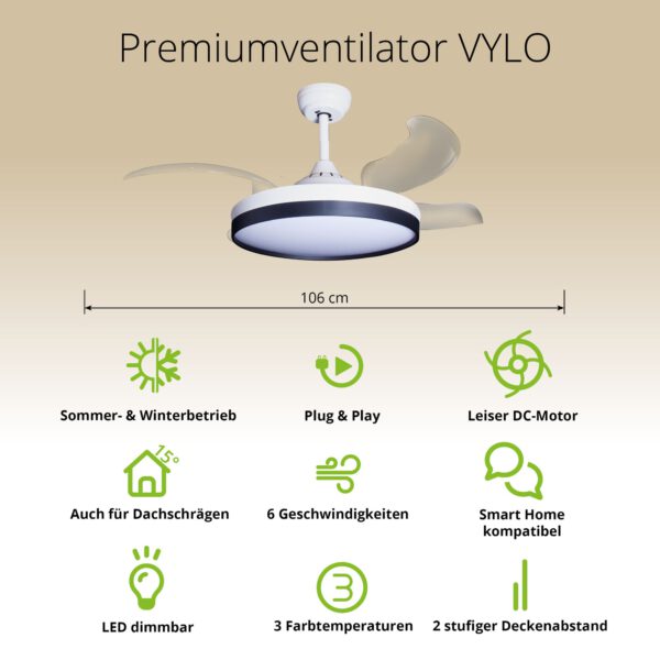 Deckenventilator mit Beleuchtung Weisse Basis 52403 Bases Icons 27 v2 9
