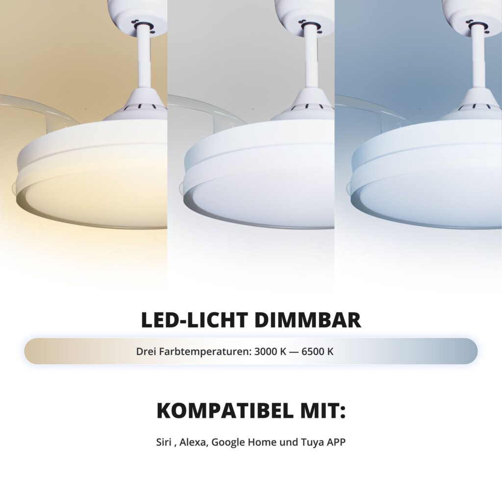 Deckenventilator mit Beleuchtung Weisse Basis 52403 technische daten sr 52103 52206 Lumina v2 9