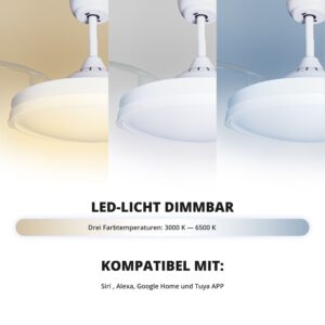 Deckenventilator mit Beleuchtung Weisse Basis 52403 technische daten sr 52103 52208 Florea v2 9