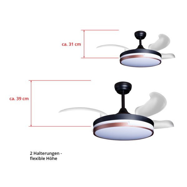 Deckenventilator mit Beleuchtung – schwarze Basis, modernes Design & LED-Licht