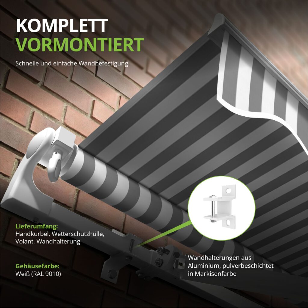 Gelenkarmmarkise 3 x 2,5m inkl. Wetterschutzhülle