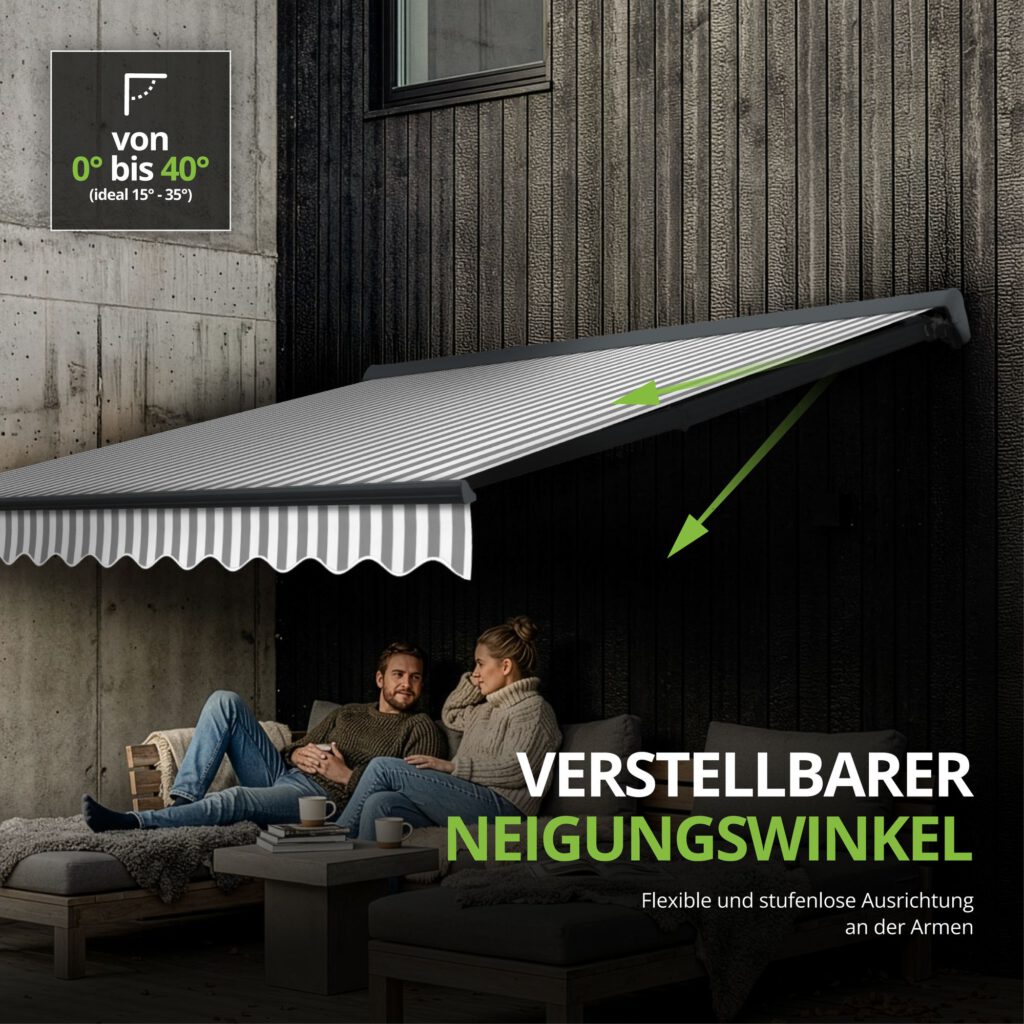 Markise Manuell Standard Kassettenmarkise Gelenkarmmarkise Gestell Farbe Basaltgrau (entspricht RAL 7012)