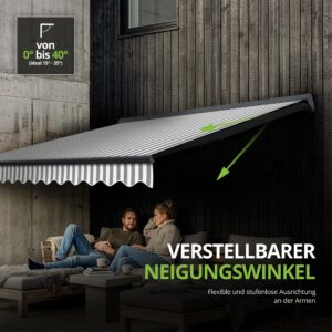 Markise Manuell Standard Kassettenmarkise Gelenkarmmarkise Gestell Farbe Basaltgrau (entspricht RAL 7012)