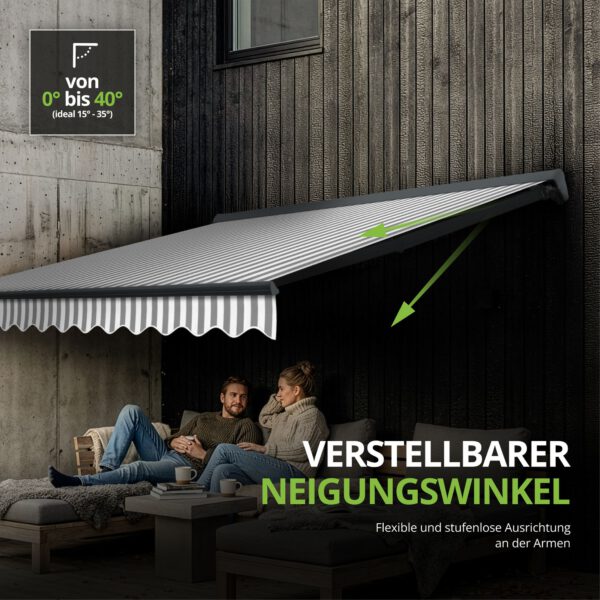 Markise Manuell Standard Kassettenmarkise Gelenkarmmarkise Gestell Farbe Basaltgrau (entspricht RAL 7012)