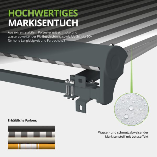 Markise Manuell Standard Kassettenmarkise Gelenkarmmarkise Gestell Farbe Basaltgrau (entspricht RAL 7012)