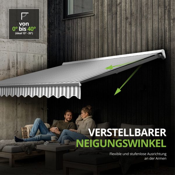 Markise Manuell Standard Kassettenmarkise Gelenkarmmarkise Gestell Farbe Weiß (entspricht RAL 9010)