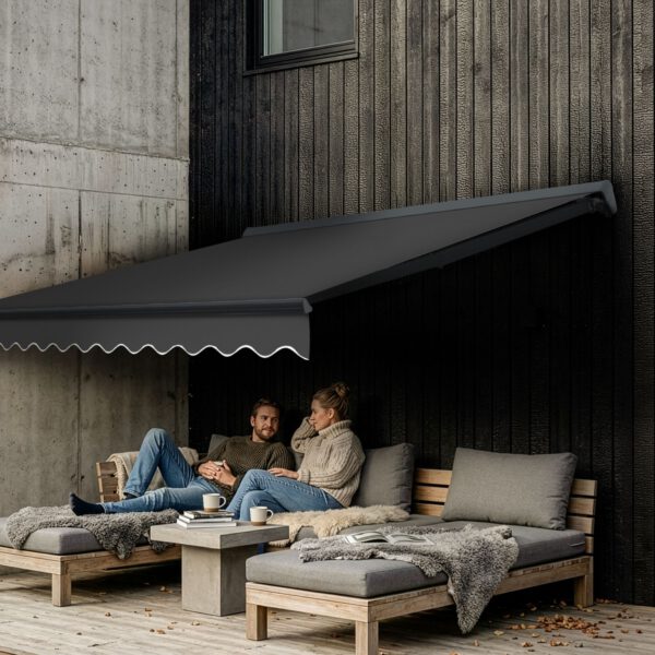 Markise Elektrisch Standard Kassettenmarkise Gelenkarmmarkise Gestell Farbe Basaltgrau (entspricht RAL 7012)