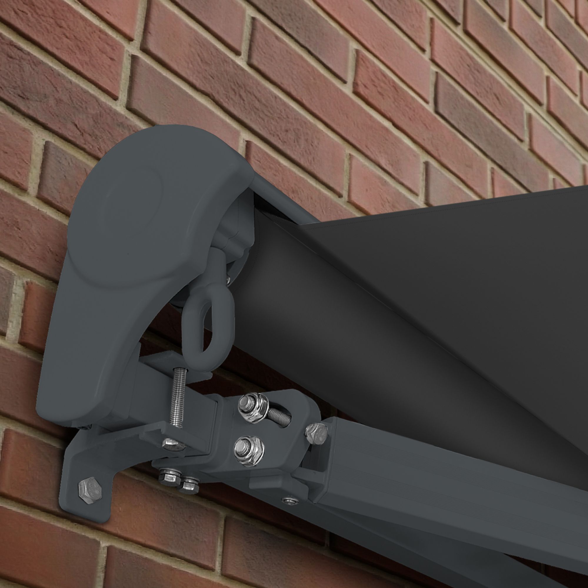 Markise Elektrisch Standard Kassettenmarkise Gelenkarmmarkise Gestell Farbe Basaltgrau (entspricht RAL 7012)