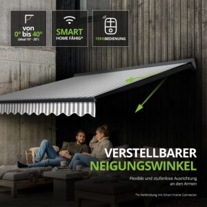 Markise Elektrisch Standard Kassettenmarkise Gelenkarmmarkise Gestell Farbe Basaltgrau (entspricht RAL 7012)